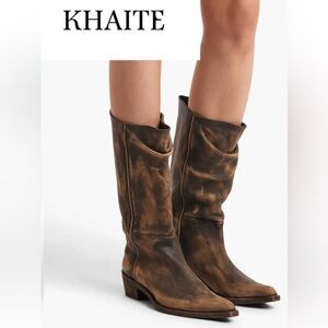 KHAITE CLIVE 25  Western Brown Leather Women's Boots